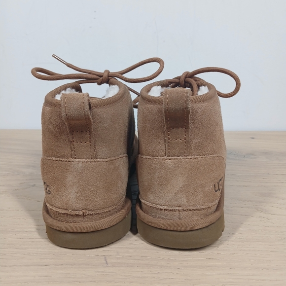 UGG Chestnut Brown Leather Lace Up Shearling Lined Waterproof Winter Boots‎ 1153 main image 5
